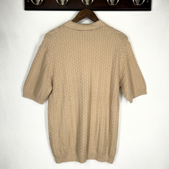Truth Textured Polo Knitted Dune Beige Quarter Zip Men's Size Medium NWT $78 - Picture 6 of 7